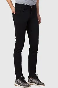 Stylish Black Cotton Blend Solid Mid Rise Jeans For Men-thumb3