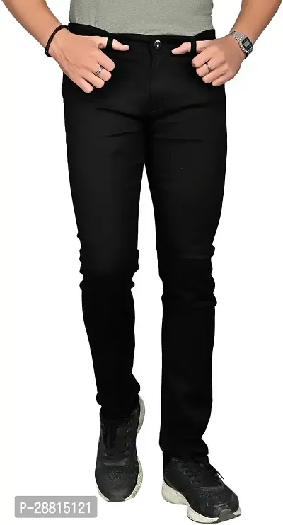 JOVS HIL Stylish Black Denim Mid-Rise Jeans For Men-thumb0