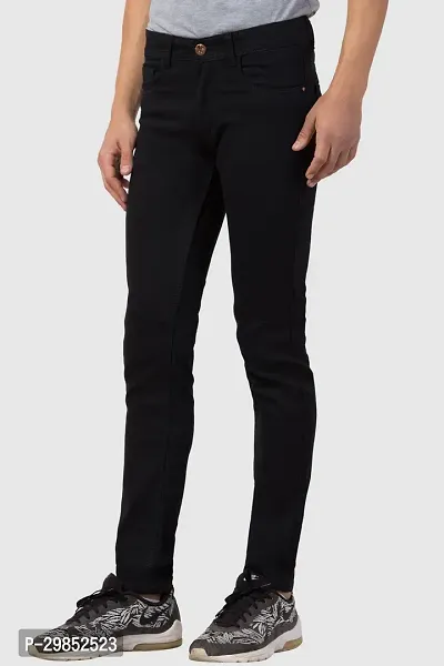 Comfortable Black Cotton Blend Mid-Rise Jeans For Men-thumb3