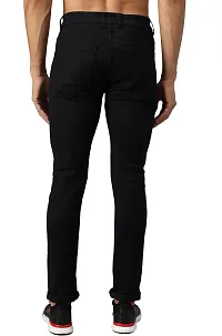 Elegant Black Denim Distress Low-Rise Jeans For Men-thumb1