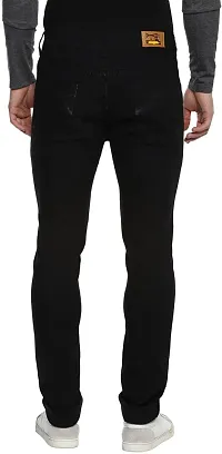 Stylish Black Cotton Blend Solid Mid Rise Jeans For Men-thumb1