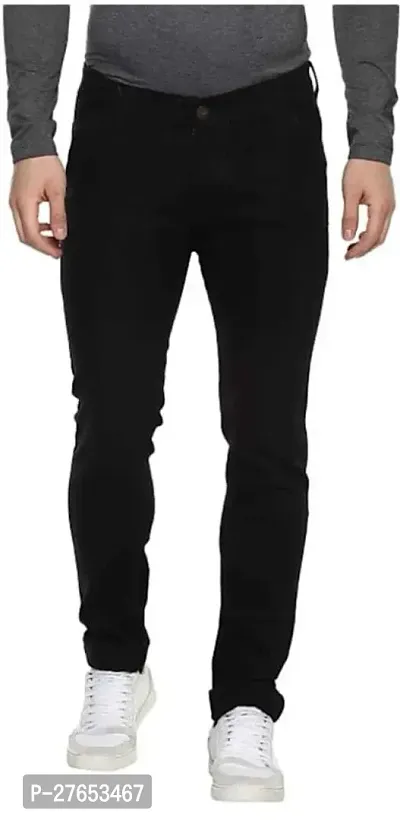 Stylish Black Denim Mid-Rise Jeans For Men-thumb0