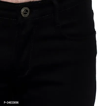 Stylish Black Denim Solid Mid Rise Jeans For Men-thumb4