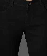 Elegant Black Cotton Lycra Blend Solid Mid-Rise Jeans For Men-thumb1