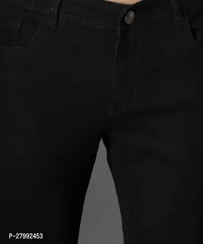 Elegant Black Cotton Lycra Blend Solid Mid-Rise Jeans For Men-thumb2