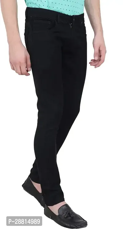 Bestloo Stylish Black Cotton Blend Mid-Rise Jeans For Men-thumb3