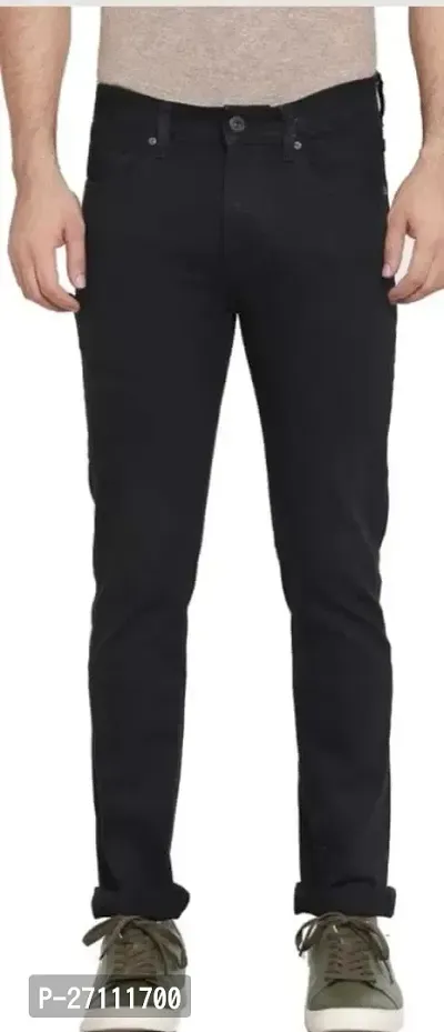 Stylish Black Cotton Blend Mid-Rise Jeans For Men