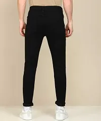 Elegant Black Denim Solid Mid-Rise Jeans For Men-thumb1