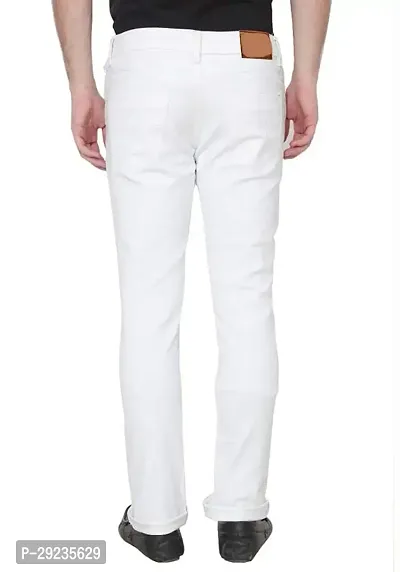 Stylish White Cotton Blend Mid-Rise Jeans For Men-thumb2