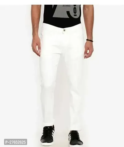 Stylish White Denim Mid-Rise Jeans For Men-thumb0