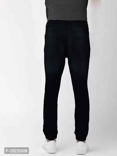 Stylish Black Cotton Polyester Lycra Blend Mid-Rise Jeans For Men-thumb3