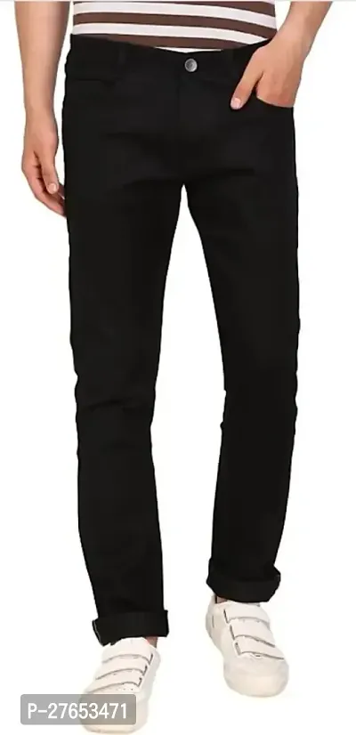 Stylish Black Denim Mid-Rise Jeans For Men-thumb0