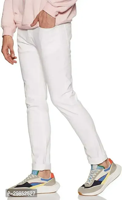 Comfortable White Cotton Blend Mid-Rise Jeans For Men-thumb3