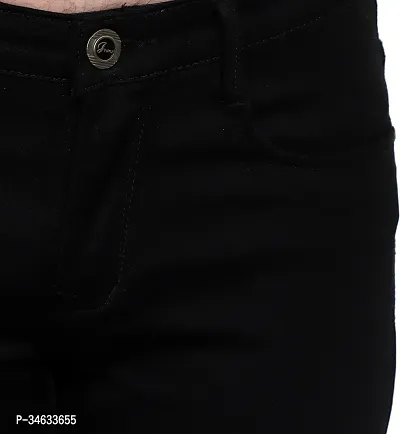 Stylish Black Cotton Blend Solid Mid Rise Jeans For Men-thumb5