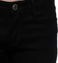 Stylish Black Cotton Blend Solid Mid Rise Jeans For Men-thumb4