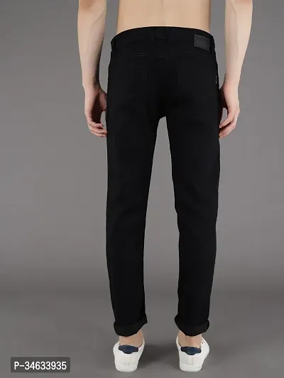 Stylish Black Polycotton Solid Mid Rise Jeans For Men-thumb2