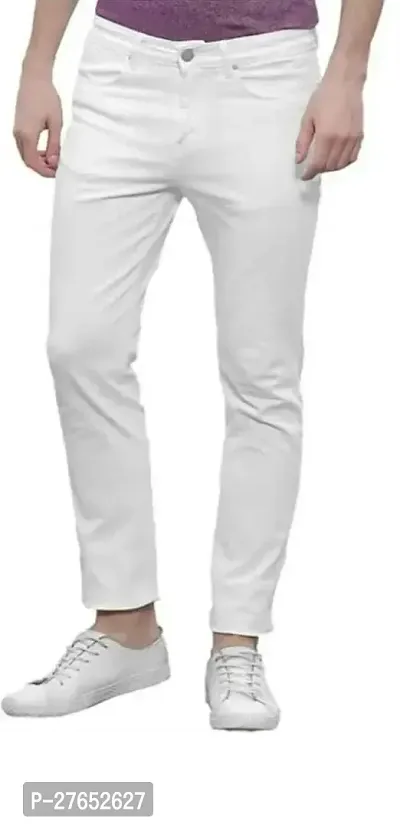 Stylish White Denim Mid-Rise Jeans For Men-thumb0