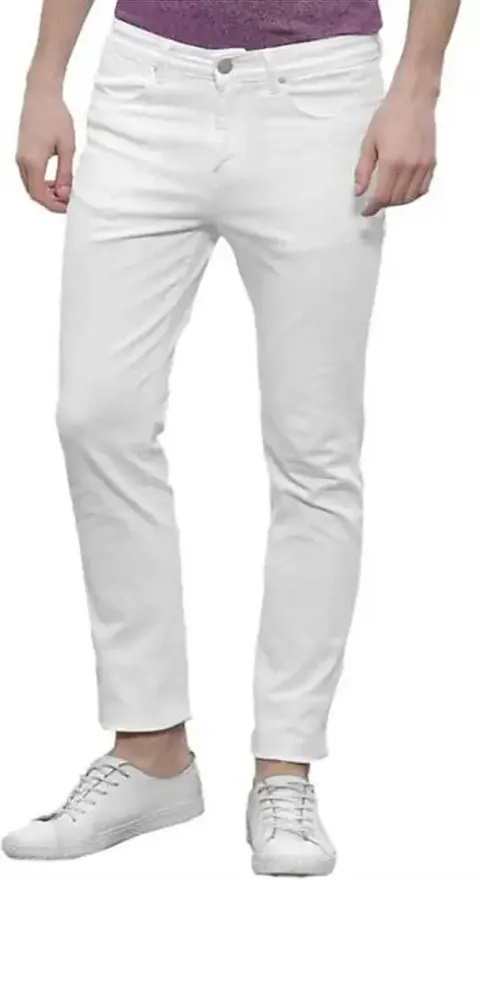 M.Weft Awesome Trendy Slim Fit White Men's Jeans Made by Denim