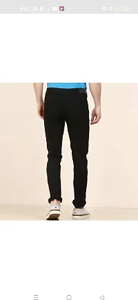 Stylish Black Cotton Blend Solid Mid Rise Jeans For Men-thumb1