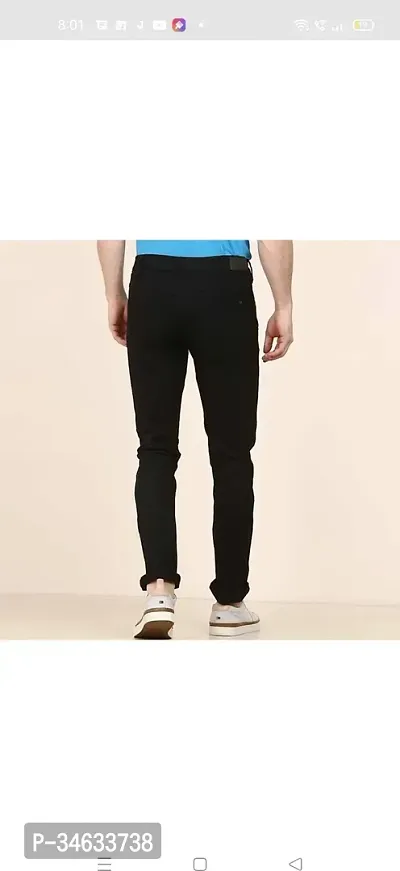 Stylish Black Cotton Blend Solid Mid Rise Jeans For Men-thumb2