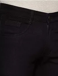 Stylish Black Denim Solid Mid Rise Jeans For Men-thumb2