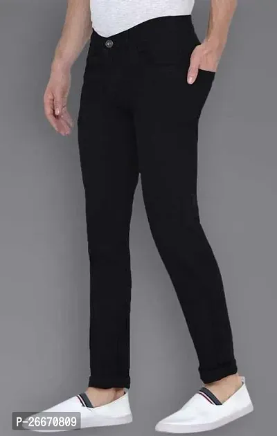 Stylish Black Denim Mid-Rise Jeans For Men-thumb3