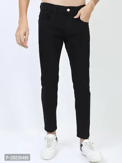 Stylish Black Polycotton Mid-Rise Jeans For Men-thumb0