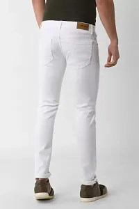 Stylish White Cotton Blend Mid-Rise Jeans For Men-thumb2