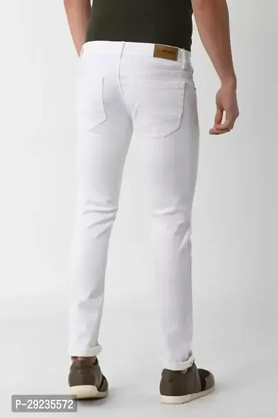 Stylish White Cotton Blend Mid-Rise Jeans For Men-thumb3