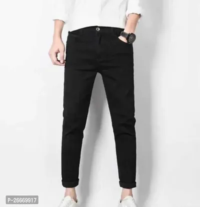 Stylish Black Cotton Blend Mid-Rise Jeans For Men-thumb0