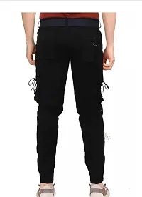 Stylish Black Cotton Blend Regular Fit Solid Cargo Pant For Men-thumb1