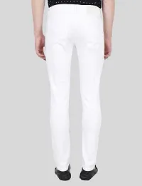 Elegant White Denim Solid Mid-Rise Jeans For Men-thumb1