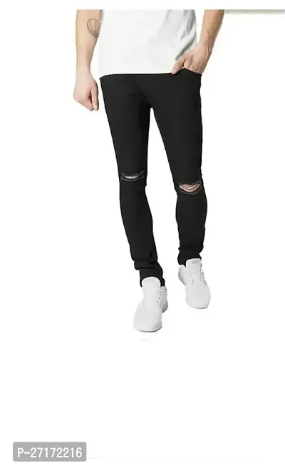 Stylish Black Denim Mid-Rise Jeans For Men-thumb0