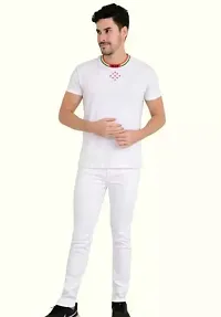 Stylish White Cotton Blend Mid-Rise Jeans For Men-thumb1