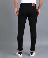 Stylish Black Polycotton Solid Mid Rise Jeans For Men-thumb1