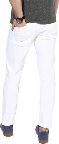 Elegant White Denim Solid Mid-Rise Jeans For Men-thumb1