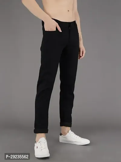 Stylish Black Polycotton Mid-Rise Jeans For Men-thumb3