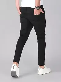 Stylish Black Denim Solid Mid Rise Jeans For Men-thumb1