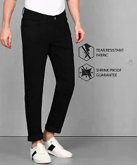 Elegant Black Denim Solid Mid-Rise Jeans For Men-thumb2