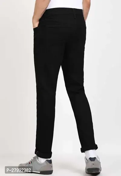 Elegant Black Denim Solid Mid-Rise Jeans For Men-thumb2