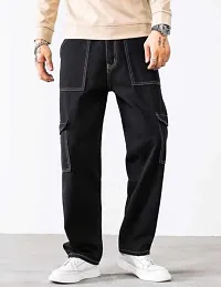 Stylish Black Cotton Blend Jeans For Men-thumb2