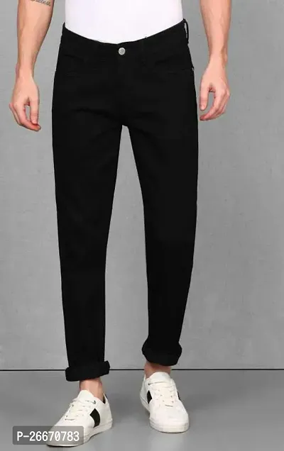 Stylish Black Denim Mid-Rise Jeans For Men-thumb0