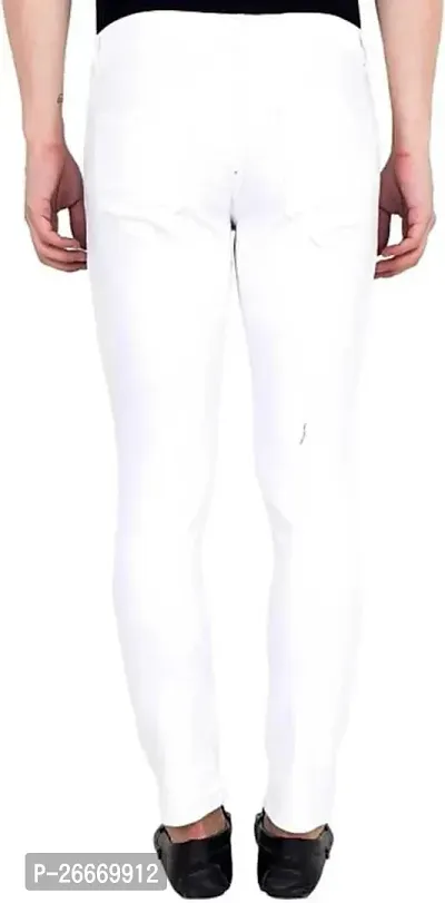 Stylish White Cotton Blend Mid-Rise Jeans For Men-thumb2