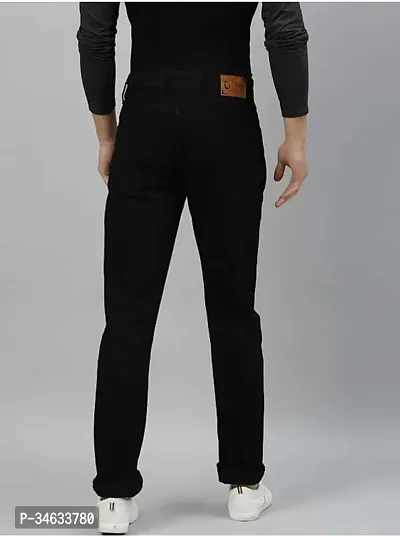 Stylish Black Denim Solid Mid Rise Jeans For Men-thumb2