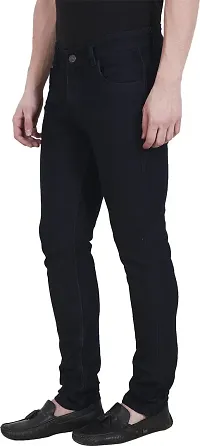 Stylish Black Denim Lycra Mid-Rise Jeans For Men-thumb1