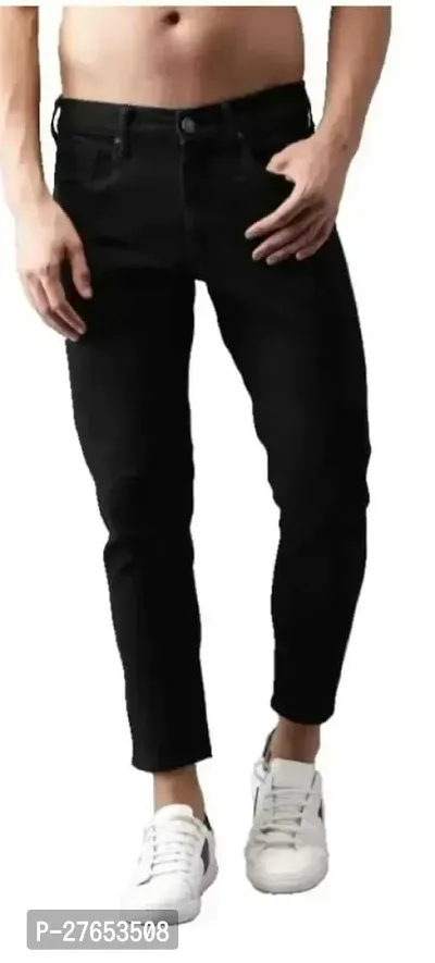 Stylish Black Denim Mid-Rise Jeans For Men-thumb0