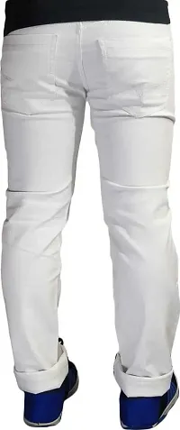 Comfortable White Cotton Blend Mid-Rise Jeans For Men-thumb1