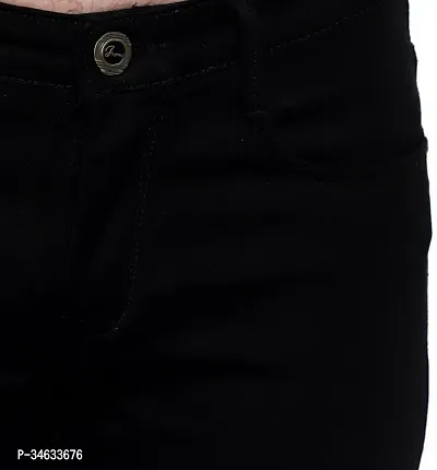 Stylish Black Denim Solid Mid Rise Jeans For Men-thumb5