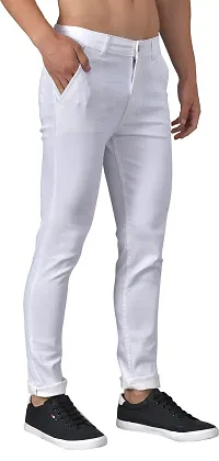 Elegant White Denim Solid Mid-Rise Jeans For Men-thumb2