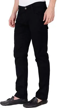 Elegant Black Denim Solid Mid-Rise Jeans For Men-thumb3